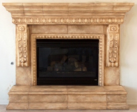 faux aged fireplace